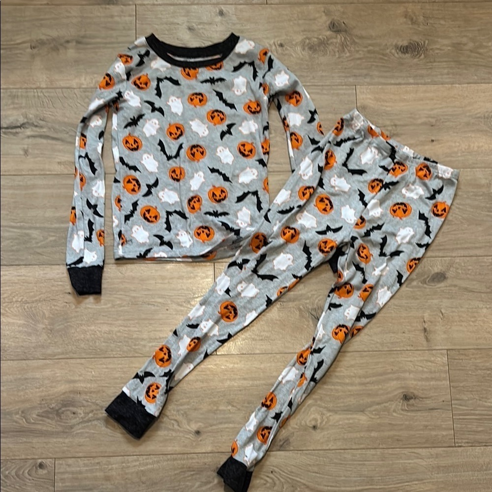 Kids Halloween Pajamas - Gray and Orange